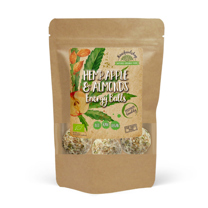 Hampfrø Eple Mandel Energikuler ØKO 100g i gruppen Råvarer & Drikke / Spiskammer / Kjeks & kaker hos Rawfoodshop Scandinavia AB (POMCHAN3-100)