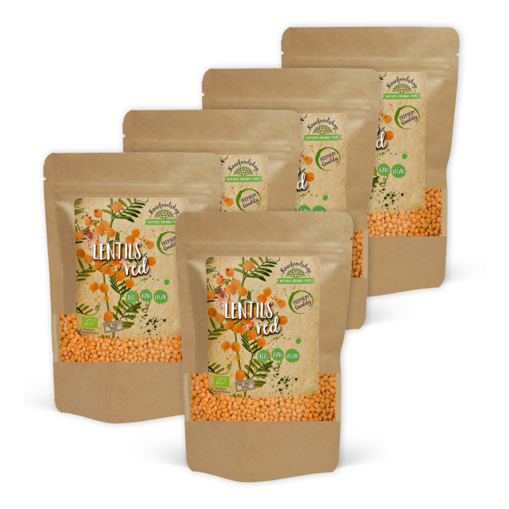Linser Røde ØKO 500g x 5 pakker i gruppen Råvarer & Drikke / Spiskammer / Belgvekster hos Rawfoodshop Scandinavia AB (RAW0032-SET5)