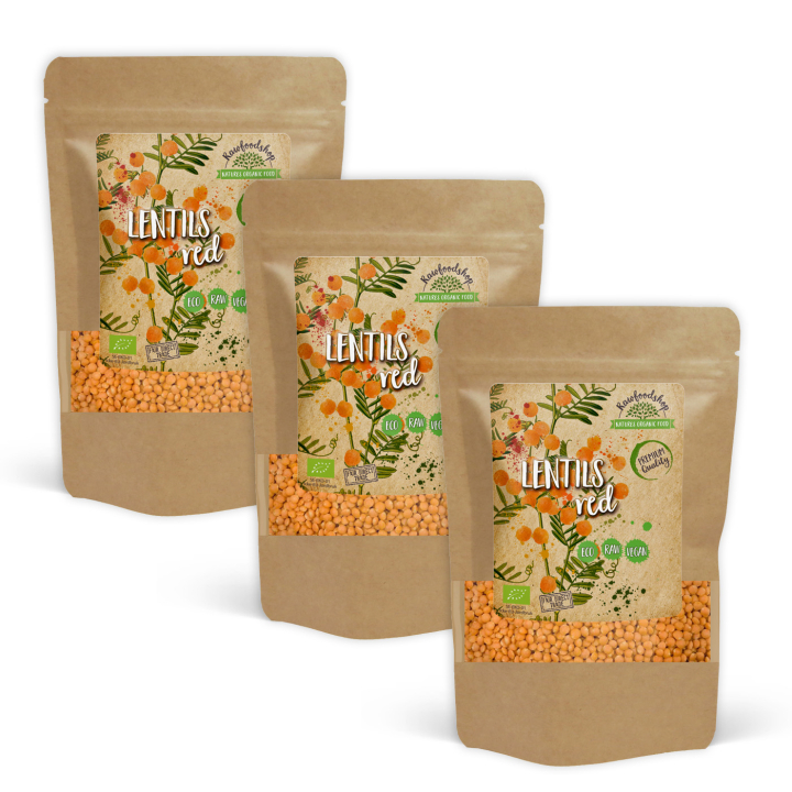 Linser Røde ØKO 1kg x 3 pakker i gruppen Råvarer & Drikke / Spiskammer / Belgvekster hos Rawfoodshop Scandinavia AB (RAW00321-SET3)