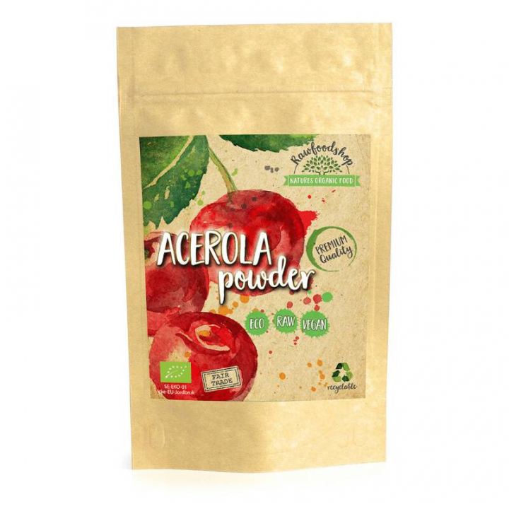 Acerola pulver ØKO 125g i gruppen Råvarer & Drikke / Frukt og bær / Fruktpulver hos Rawfoodshop Scandinavia AB (RAW930)