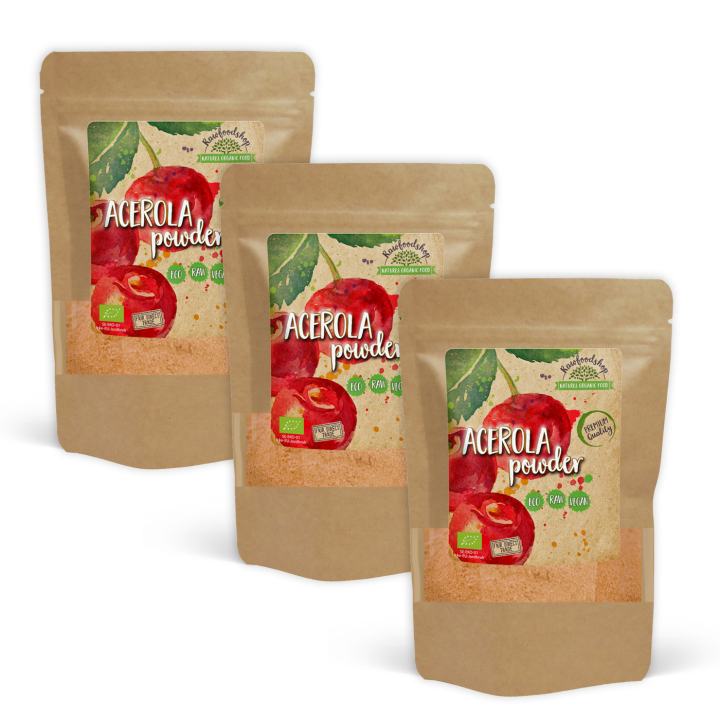 Acerola pulver ØKO 250g x 3 pakker i gruppen Råvarer & Drikke / Frukt og bær / Fruktpulver hos Rawfoodshop Scandinavia AB (RAW930250-SET3)