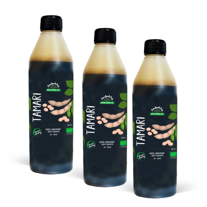 Tamari ØKO 500ml x 3 flasker i gruppen Råvarer & Drikke / Spiskammer / Smaksetting / Soya og sauser hos Rawfoodshop Scandinavia AB (RAWSAS001-SET3)