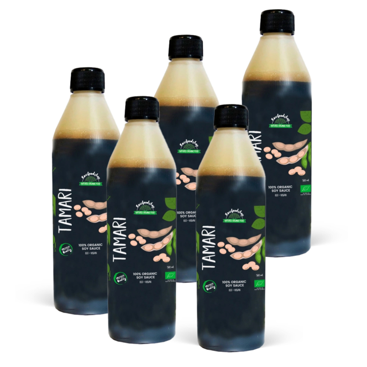Tamari ØKO 500ml x 5 flasker i gruppen Råvarer & Drikke / Spiskammer / Smaksetting / Soya og sauser hos Rawfoodshop Scandinavia AB (RAWSAS001-SET5)
