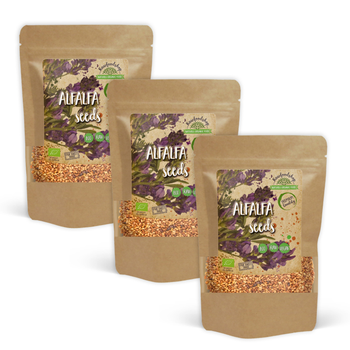 Alfalfagress ØKO 500g x 3 pakker i gruppen Råvarer & Drikke / Helsekost / Spirede frø hos Rawfoodshop Scandinavia AB (RFRO00011L-SET3)