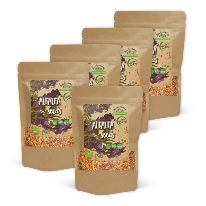 Alfalfagress ØKO 500g x 5 pakker i gruppen Råvarer & Drikke / Helsekost / Spirede frø hos Rawfoodshop Scandinavia AB (RFRO00011L-SET5)