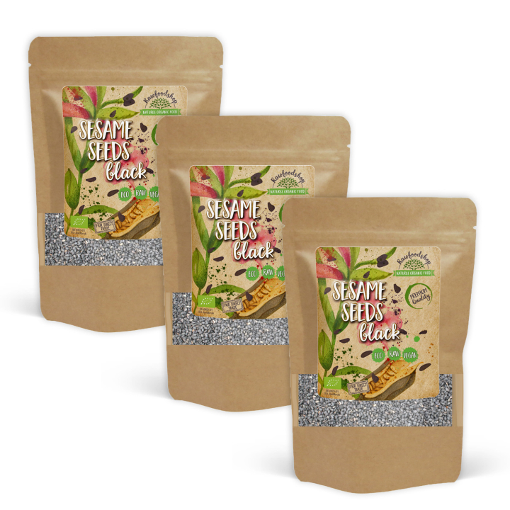 Sesamfrø Svarte ØKO 500g x 3 pakker i gruppen Råvarer & Drikke / Helsekost / Frø hos Rawfoodshop Scandinavia AB (RFRO100588E05-SET3)