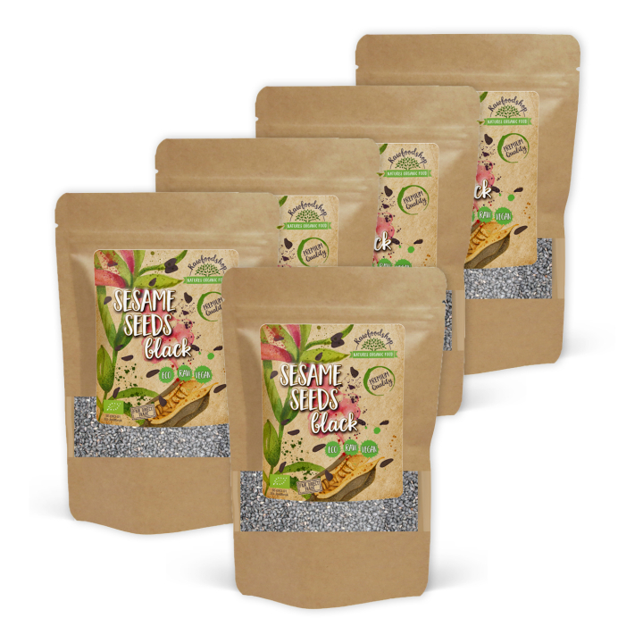 Sesamfrø Svarte ØKO 500g x 5 pakker i gruppen Råvarer & Drikke / Helsekost / Frø hos Rawfoodshop Scandinavia AB (RFRO100588E05-SET5)