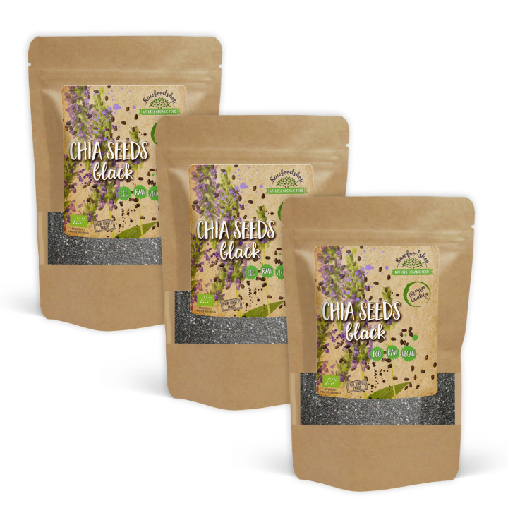 Chiafrø Sorte ØKO 500g x 3 pakker i gruppen Råvarer & Drikke / Helsekost / Frø hos Rawfoodshop Scandinavia AB (RFRO500060E-SET3)