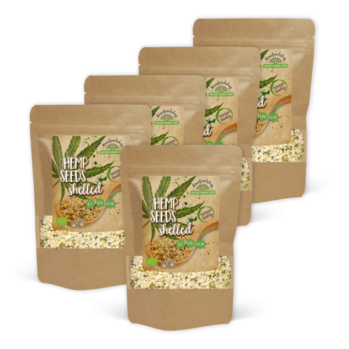 Hampfrø Skrelt ØKO 500g x 5 pakker i gruppen Råvarer & Drikke / Helsekost / Hamp hos Rawfoodshop Scandinavia AB (RFRO500167E-SET5)