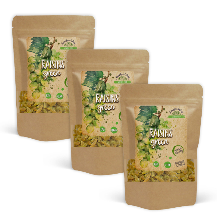 Rosiner Grønne 200g x 3 pakker i gruppen Råvarer & Drikke / Frukt og bær / Rosiner hos Rawfoodshop Scandinavia AB (RFRU200365E-SET3)