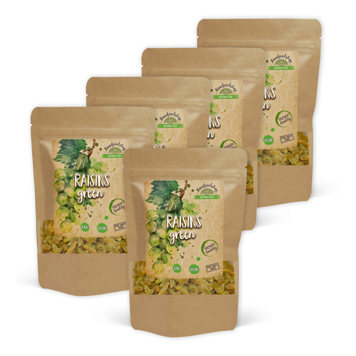 Rosiner Grønne 200g x 5 pakker i gruppen Råvarer & Drikke / Frukt og bær / Rosiner hos Rawfoodshop Scandinavia AB (RFRU200365E-SET5)