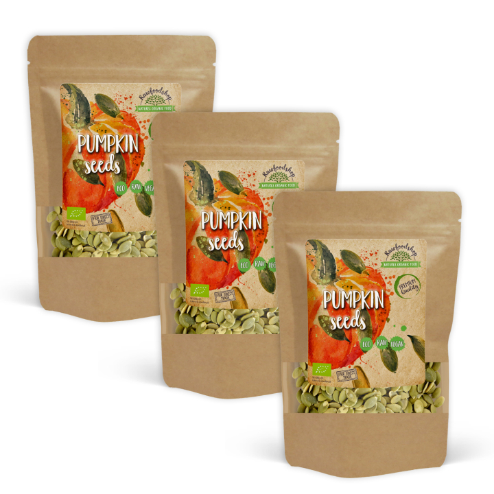 Gresskarfrø ØKO 500g x 3 pakker i gruppen Råvarer & Drikke / Helsekost / Frø hos Rawfoodshop Scandinavia AB (RKAN300295E-SET3)