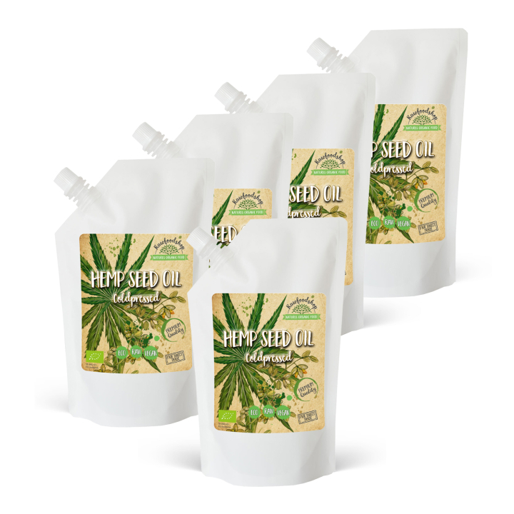 Hampolje ØKO 1000 ml x 5 pakker i gruppen Råvarer & Drikke / Helsekost / Hamp hos Rawfoodshop Scandinavia AB (ROLJ1000211E-SET5)