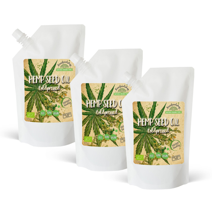Hampolje ØKO 500 ml x 3 pakker i gruppen Råvarer & Drikke / Helsekost / Hamp hos Rawfoodshop Scandinavia AB (ROLJ500211E-SET3)