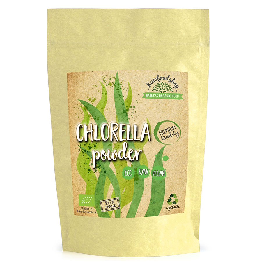 Chlorella Pulver ØKO 250g i gruppen Helse / Urter, alger & sopp / Chlorella hos Rawfoodshop Scandinavia AB (RPUL250630E)