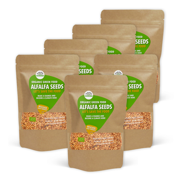 Alfalfafrø ØKO 1kg 5stk pakke i gruppen Råvarer & Drikke / Helsekost / Frø hos Rawfoodshop Scandinavia AB (SFRFRO00011L1000SET)