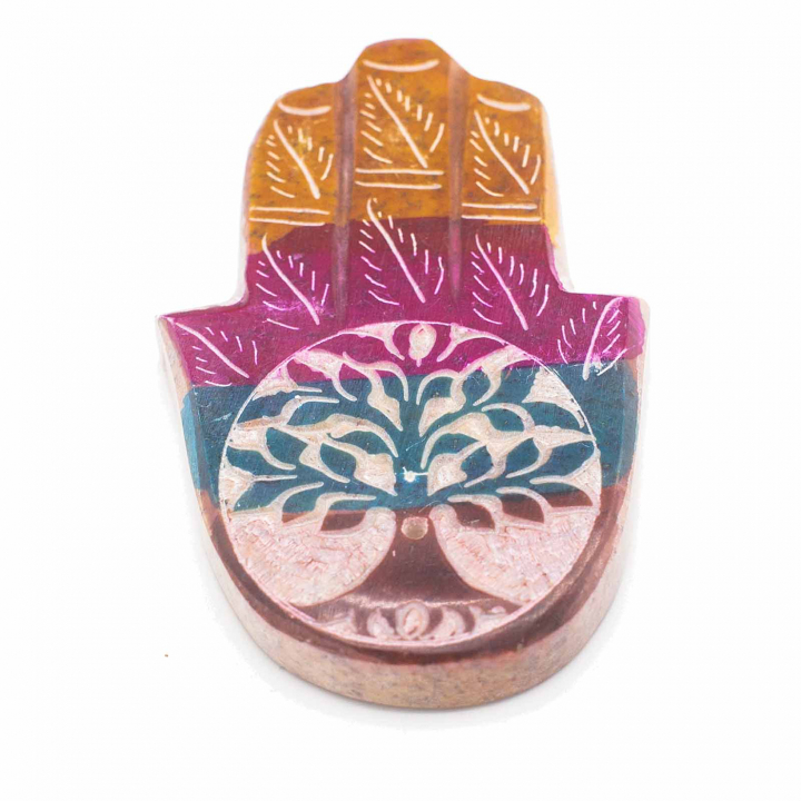 Røykelsesfat Hamsa Flerfarget 9x6cm i gruppen Hjem & Sjel / Ritual & Seremoni / Røkelsesfat hos Rawfoodshop Scandinavia AB (SOAPISH-06)