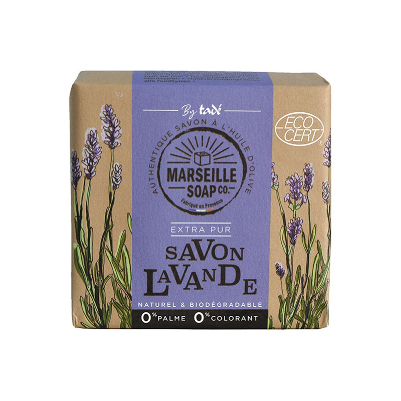 Fast Marseille Såpe 100g Lavendel i gruppen Kroppspleie / Ferdige produkter / Såpe hos Rawfoodshop Scandinavia AB (TADSOLIDM2327)