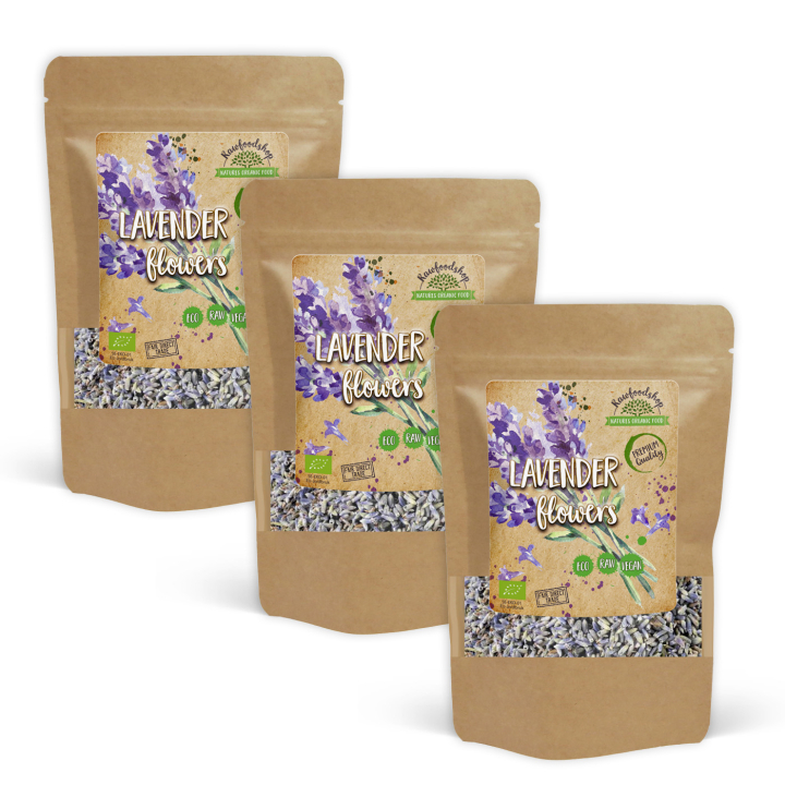 Lavendelblomster ØKO 50g x 3 pakker i gruppen Råvarer & Drikke / Baking / Spiselige blomster hos Rawfoodshop Scandinavia AB (TE0019-SET3)