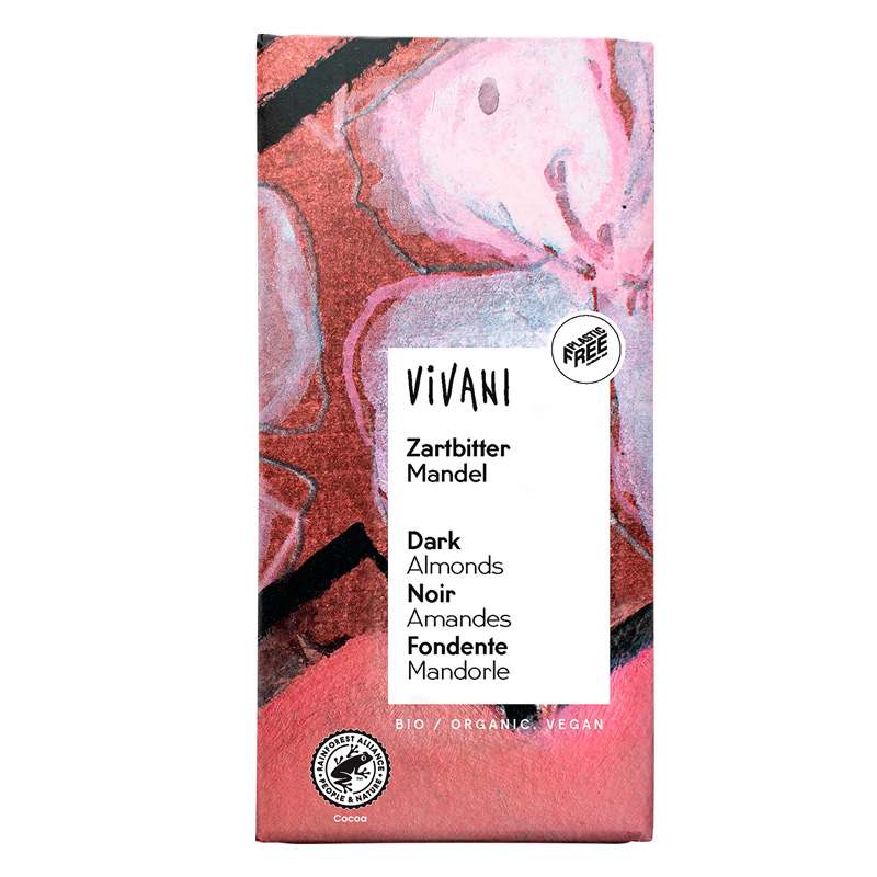 Vivani Mørk Sjokolade/Mandel ØKO 100g i gruppen Råvarer & Drikke / Godteri og sjokolade / Sjokolade og bars hos Rawfoodshop Scandinavia AB (VIV9659029071)