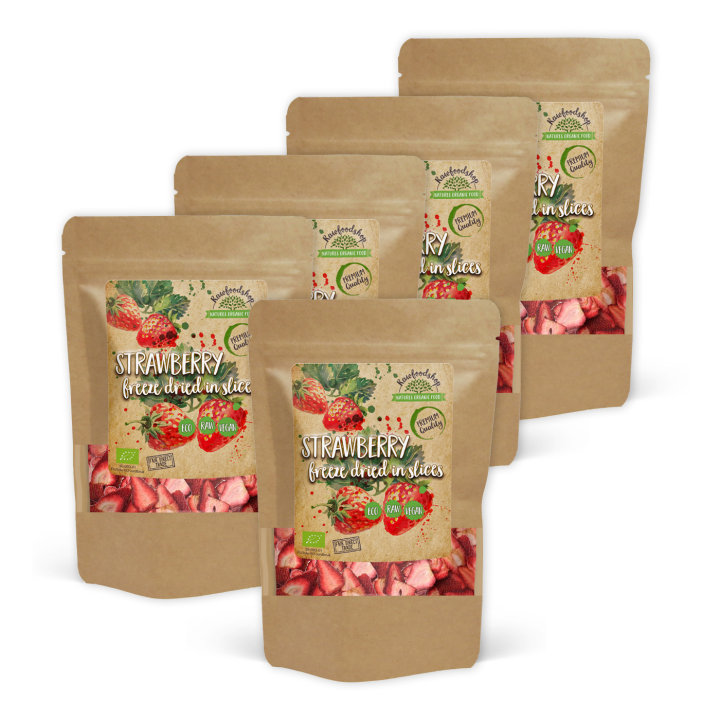 Jordbær Frysetørkede Skiver ØKO 50g x 5 pakke i gruppen Råvarer & Drikke / Frukt og bær / Jordbær hos Rawfoodshop Scandinavia AB (ZFN0263-1-SET5)