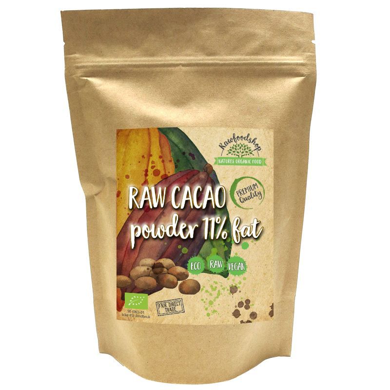 Kakaopulver RAW 11% ØKO 800g i gruppen Råvarer & Drikke / Baking og matlaging / Kakaoprodukter hos Rawfoodshop Scandinavia AB (ZFN026488)