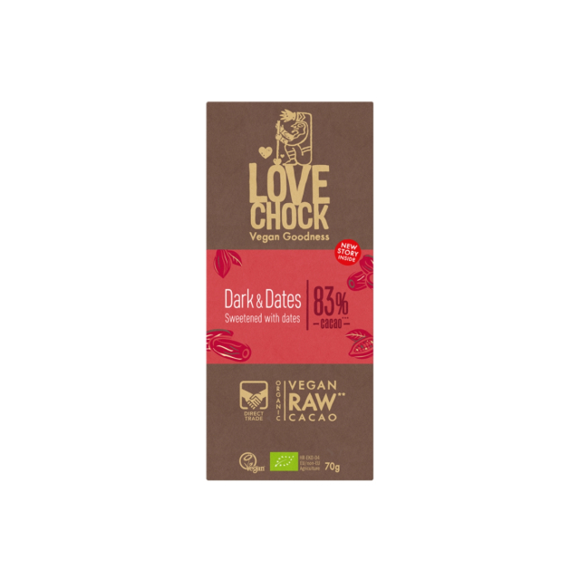 Sjokolade Dark & Dates 83% ØKO 70g