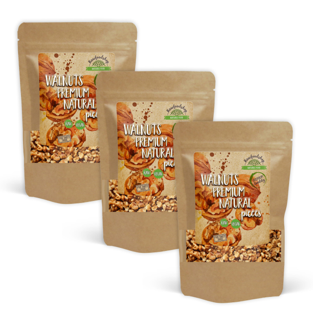Valnøtter i biter Premium RAW 500g x 3 pakker