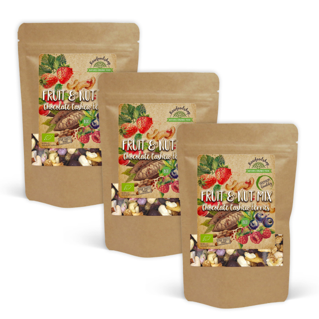 Frukt- & Nøttemiks Sjokolade Cashew Skogsbær ØKO 200g x 3 pakker