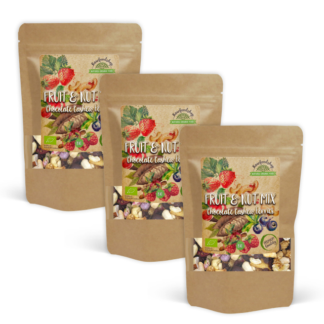 Frukt- & Nøttemiks Sjokolade Cashew Skogsbær ØKO 200g x 3 pakker