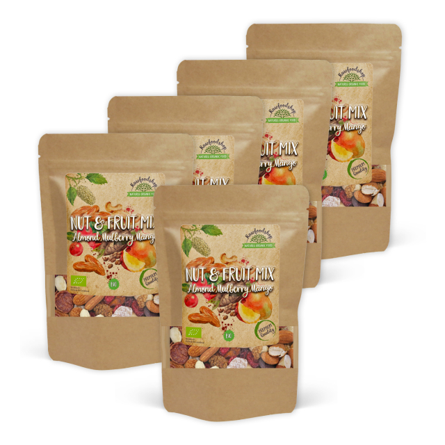 Nøtt- & Fruktmix Mandel Morbær Mango ØKO 200g x 5 pakker