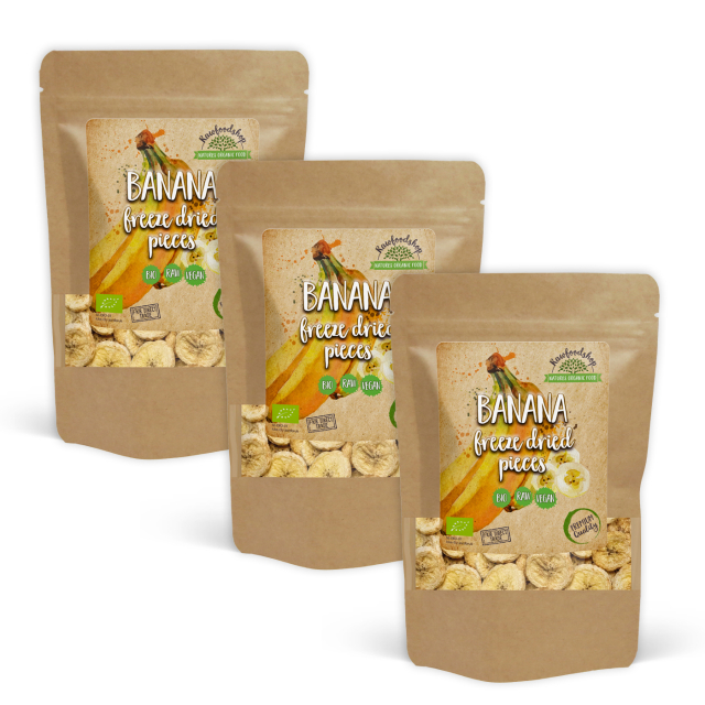 Frysetørket Banan i Biter ØKO 100g x 3 pakker