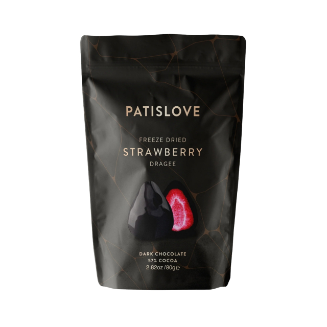 Frysetørkede jordbær i mørk sjokolade 80 g