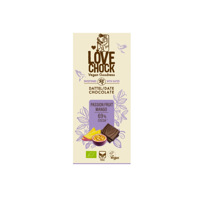 Sjokolade med Pasjonsfrukt, Mango & Dadler ØKO 70g