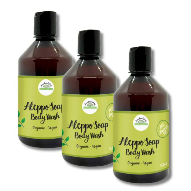 Aleppo Flytende såpe Laurbærolje 20% ØKO 500ml  x 3 stk