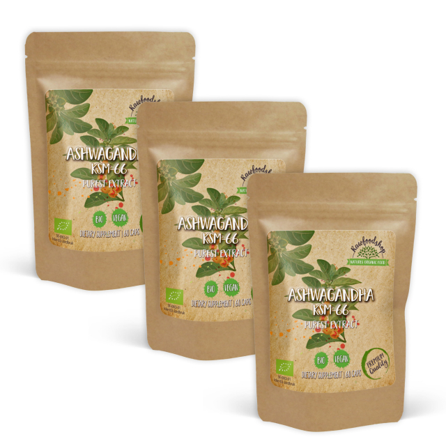 Ashwagandha KSM 66 Extract  ØKO 500mg 60 kapsler x 3 pakker