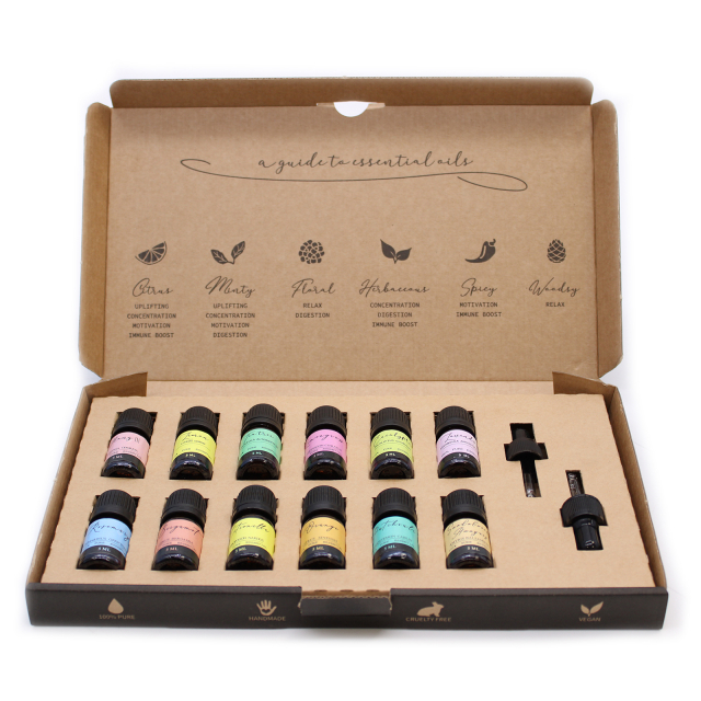 Aromaterapiboks Eteriske oljesett 12 stk