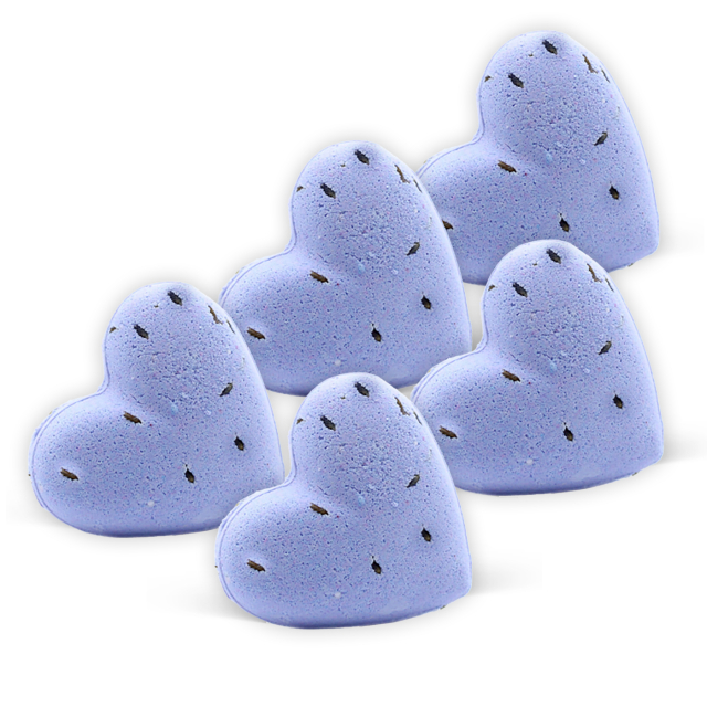 Badebombe Hjerte Lavendel 70g x 5 stk