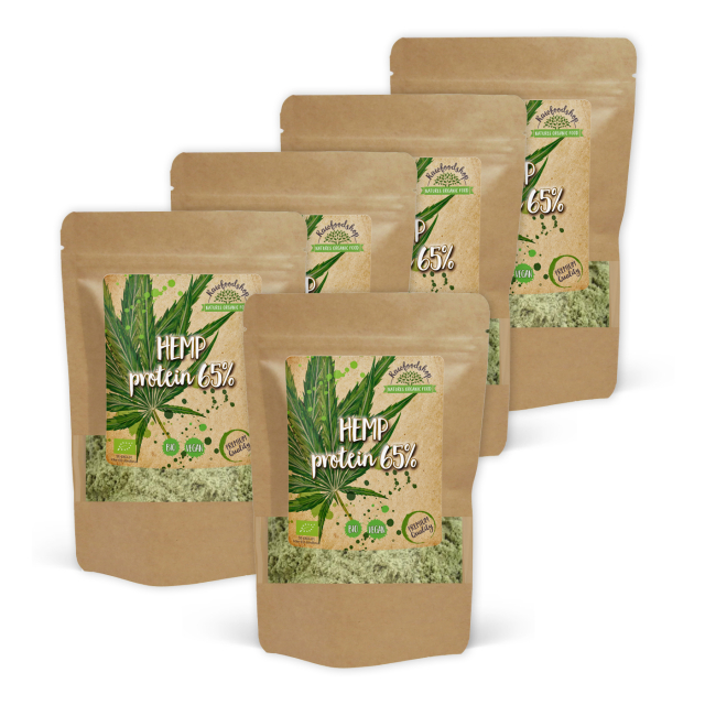 Hampprotein 65% ØKO 1kg x 5 pakker