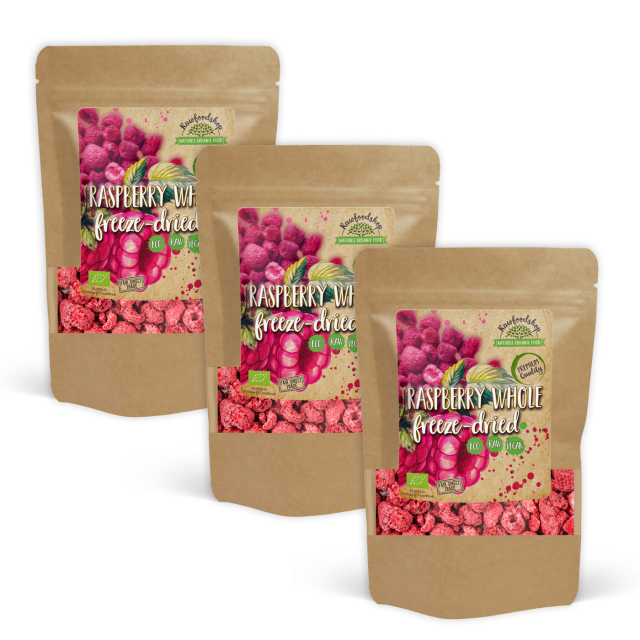 Bringebær Frysetørket Hele ØKO 50g x 3 pakker