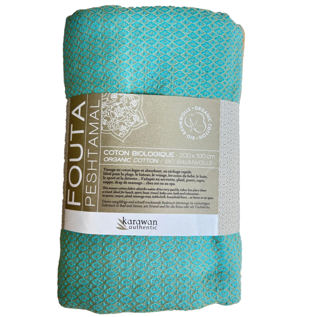 Fouta Sable & Aquasky i Økologisk bomull 200x100cm