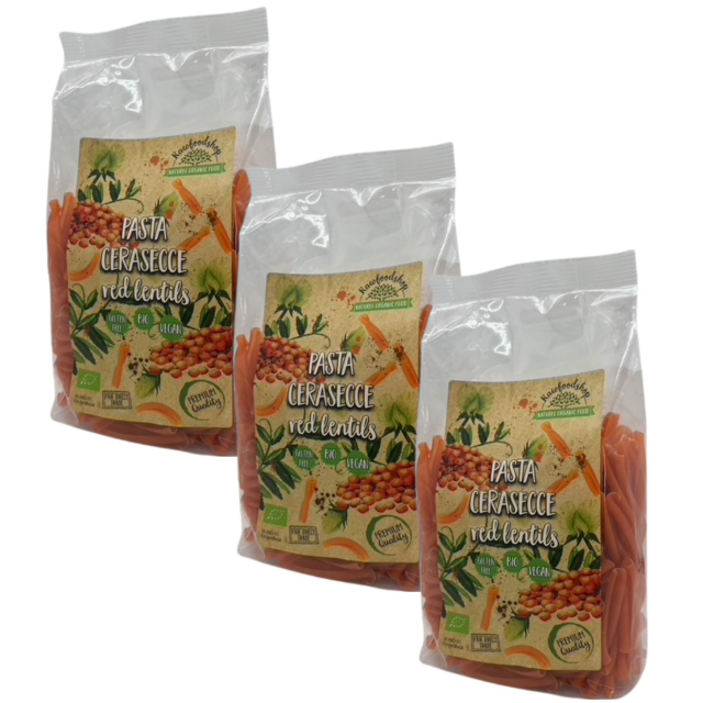 Pasta Røde Linser Casarecce ØKO 1kg x 3 pakker