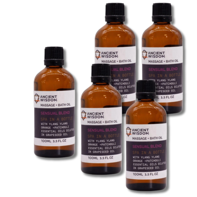 Sensual Massajeolje 100ml x 5 pakker