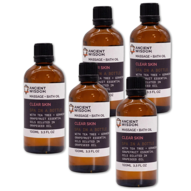 Clear Skin Massajeolje 100ml x 5 flasker