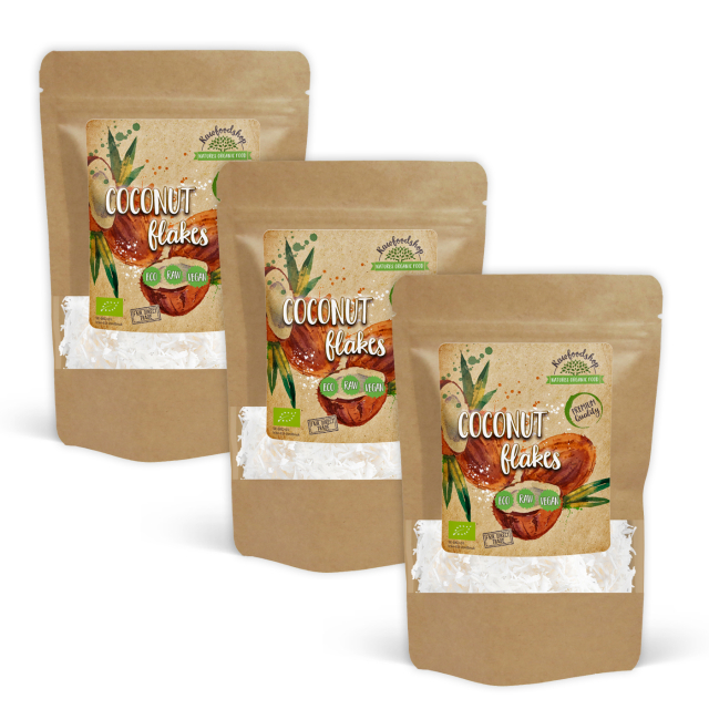 Kokosnøtt Flakes Premium RAW ØKO 500g x 3 pakker