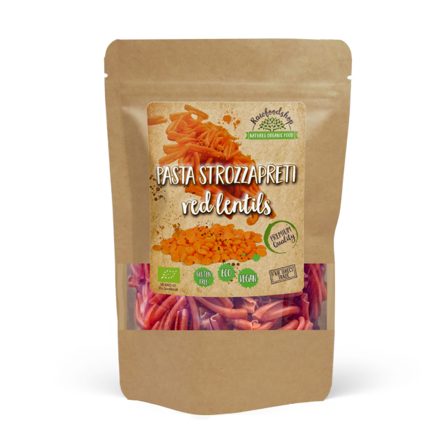 Pasta Strozzapreti Røde linser ØKO 250g