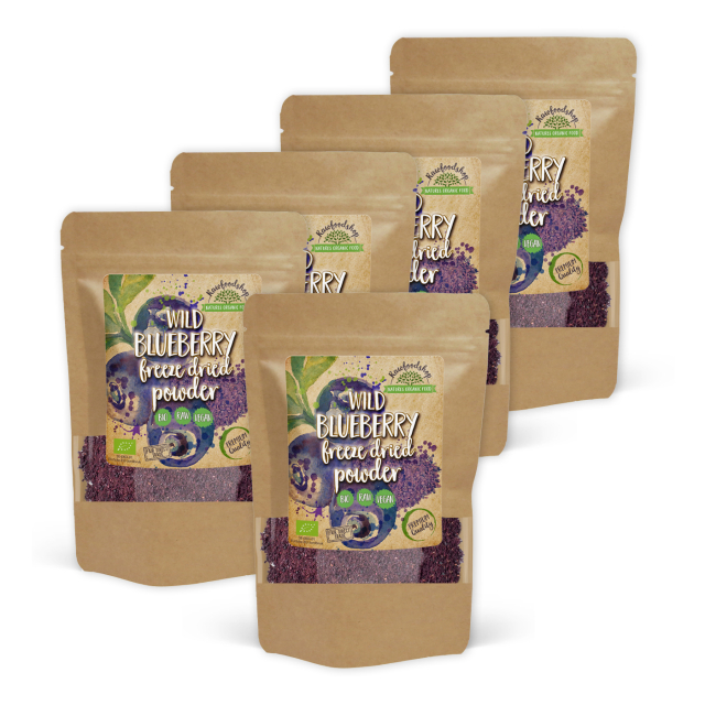 Blåbærpulver Vill Frysetørket ØKO 125g x 5 pakker