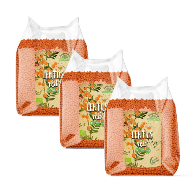 Linser Røde ØKO 1kg x 3 pakker