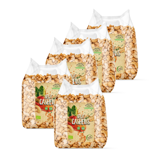 Cashewnøtter Delte ØKO 1kg x 5 pakker