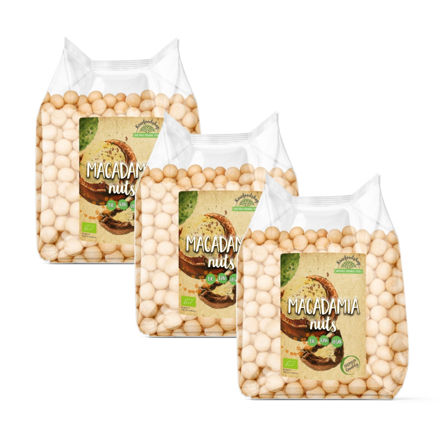 Macadamianøtter Premium RAW ØKO 1kg x 3 pakker